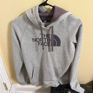 Gray North Face hoodie size medium